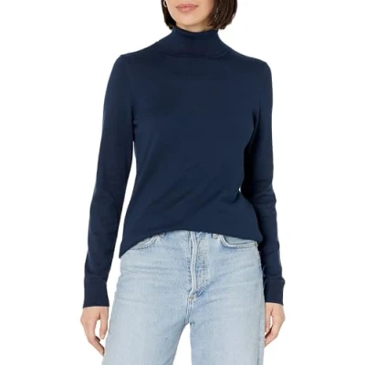 Image of Amazon Essentials Women&#039;s Classic Fit Lightweight Long Sleeve Turtleneck Jumper (Available in Plus Size), Navy, 4XL