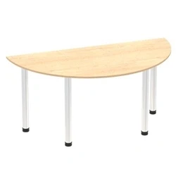 Image of Impulse 1600mm Semi Circle Table Maple Top Chrome Post Leg