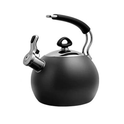 Image of 1.9L Black Stainless Steel Whistling Kettle Stove Top Hob Kitchenware Tea Coffee Camping