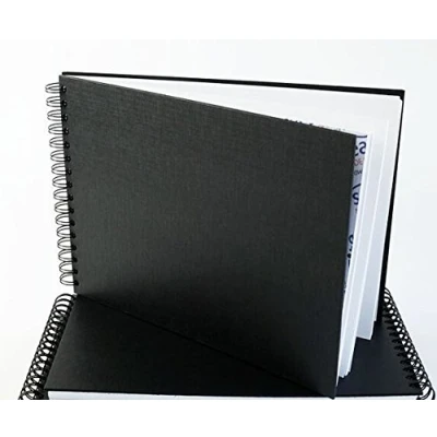 Image of Seawhite A4 Sketchbook Landscape Ringbound White Acid Free Paper 50 Sheets Suitable for Pencils, Pastels, Charcoal, Light Washes Ideal Students and Professional Artists