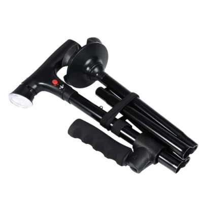 Image of Telescopic Folding Cane Elder LED with Alarm Walking Trusty Sticks Height Adjustable Anti Fall Non Slip Night Light Crutches for Mothers Fathers