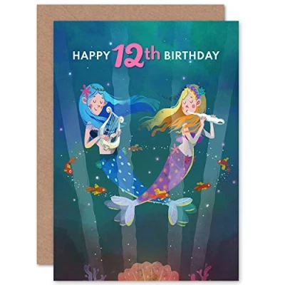 Image of Wee Blue Coo Mermaid Music Birthday 12th Greetings Card