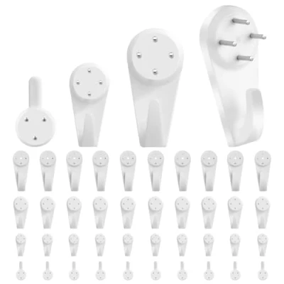 Image of Picture Hooks, Non Trace Hook for Hard Wall, Hanging Kit Frame Fixing, Assorted Hanger Set Plasterboard Walls Drywall Concrete Wall (B 40Pcs)