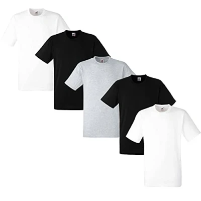 Image of Fruit of the Loom Men&#039;s T Shirt, Heavy Cotton, M, L, XL, XXL, 3XL, Various Colour Sets, Pack 5, M