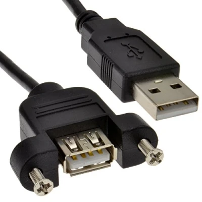 Image of kenable USB 2.0 Panel Mount Female A Socket to Plug Cable 3m [3 metres]