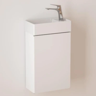Image of Durovin Bathrooms 400mm Wall Mounted Storage Cabinet Vanity Unit Include Basin for Cloakroom Bathroom Soft Close Door 710mm x 220mm(HxD) Milky White