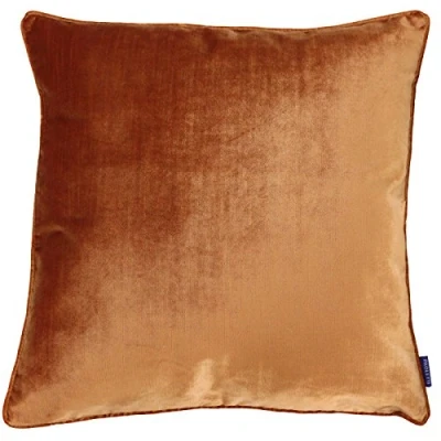 Image of Riva Paoletti Luxe Velvet Cushion Cover Rust Orange Soft Feel Fabric Reversible Hidden Zip Closure Machine Washable 100% Polyester 55 x 55cm (22&quot; 22&quot; inches)