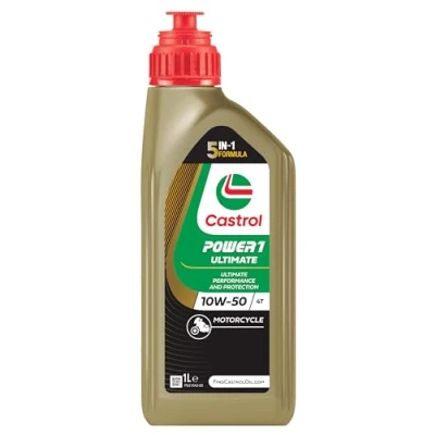 Image of Castrol POWER1 ULTIMATE 10W 50 Motorcycle Oil, 1.0 liters, Gold