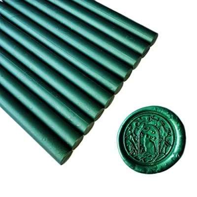 Image of 10 Pieces Pine Green Sealing Wax Sticks for Seal Stamp, AMTOL Glue Gun,Great Wedding Invitations, Wine Packages,Cards Envelopes, Gift Wrapping. (Pine Green)