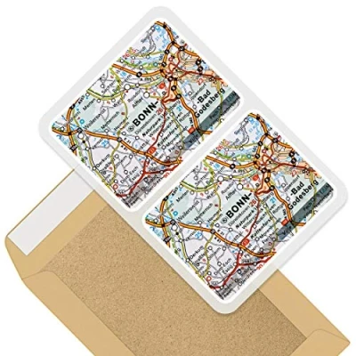 Image of Rectangle Stickers (Set of 2) 10cm Bonn City Germany German Travel Map Decals for Laptops,Tablets,Luggage,Scrap Booking,Fridges, 44420
