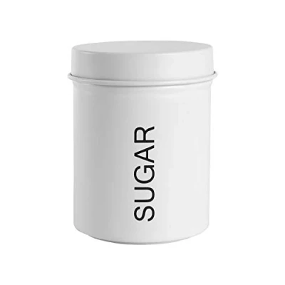 Image of Matt White Metal Sugar Canister By Harbour Housewares