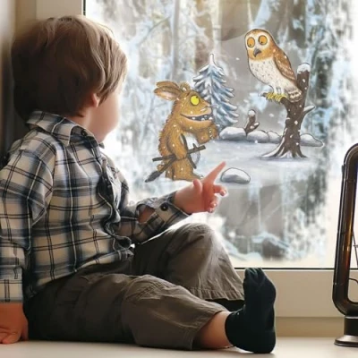 Image of Stickerscape Gruffalo Window Sticker (Gruffalo’s Child + Owl) and Friends Stickers, Child’s Bedroom Decor Easy to Apply, Cleanly Removable