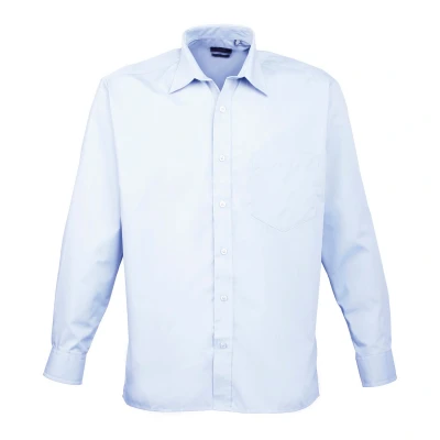 Image of Premier Mens Poplin Long Sleeved Shirt (Light Blue) Size 17 inch