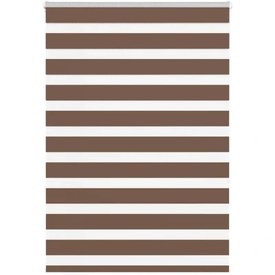 Image of vidaXL Zebra Blind Brown 105x150 cm Fabric Width 100.9 Polyester