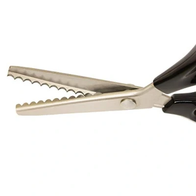 Image of Serrated Scalloped Edge Pinking Shears, Stainless Steel Dressmaking Scissors, Zig Zag Cut Fabric Decorate Craft Scissors w/Comfort Grip Handle, 9 inch Sewing (Scalloped (7mm))