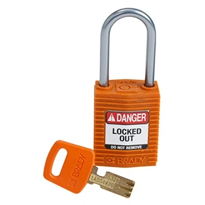 Image of Brady CPT ORG 38AL KD SafeKey Padlock, Orange, 3.0 in H x 1.25 W 0.75 D