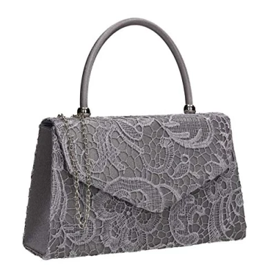 Image of SWANKYSWANS Womens Kendall Lace Smart Elegant Clutch Grey