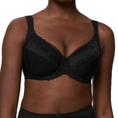 Image of Triumph Women&#039;s Modern Lace+Cotton W02 Bra, Black, 34B