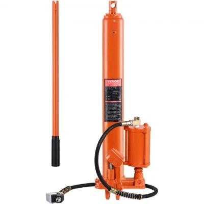 Image of VEVOR Hydraulic Long Ram Jack, 8 Ton Engine Hoist Cylinder with Air Pump and Single Piston Pump, Clevis Base for Lift Hoists, Garage/Shop Cranes, Mechanical, Farm