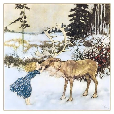 Image of Museums &amp; Galleries Pack of 8 Charity Christmas Cards &#039;Gerda and the Reindeer&#039; 1 Design
