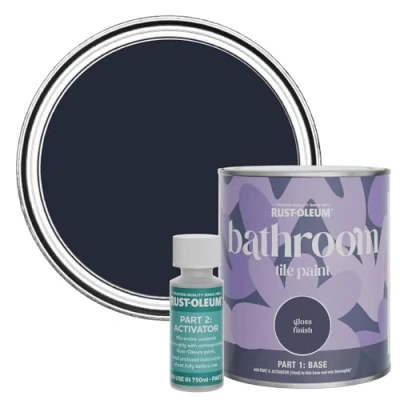 Image of Rust Oleum Blue Water Resistant Bathroom Tile Paint In Gloss Odyssey 750ml