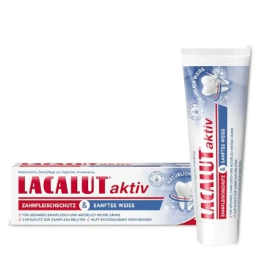 Image of LACALUT Active Dental Protection &amp; Gentle White Cream, 75 ml Toothpaste, Immediately Tightening and Strengthening the Gums, Toothpaste for Natural Teeth, 1 x