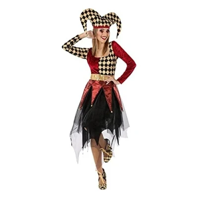 Image of Atosa 61561 Costume Harlequin Woman XXL Red Carnival, Women