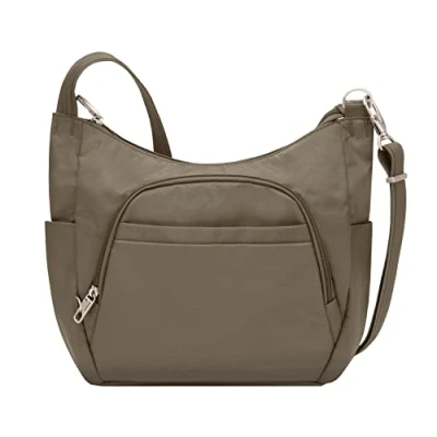Image of Travelon Anti theft Classic Crossbody Bucket Bag, Nutmeg