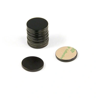 Image of Black Painted Mild Steel Disc with 3M Self Adhesive for Arts, Crafts, Model Making, DIY and Hobbies 16mm dia x 2mm thick Pack of 100