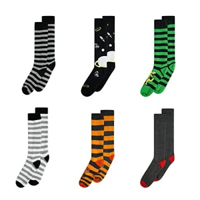 Image of Sock Stack 6 Pairs Of Kids Welly Socks Cotton Rich Boys Girls Long Wellington Boot Sock, 9 12