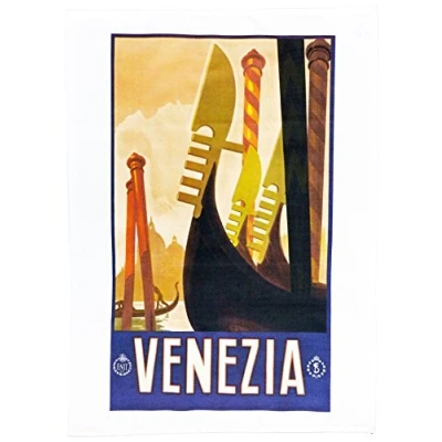 Image of Half a Donkey Venezia (Venice) Retro Style Travel Poster Large Cotton Tea Towel