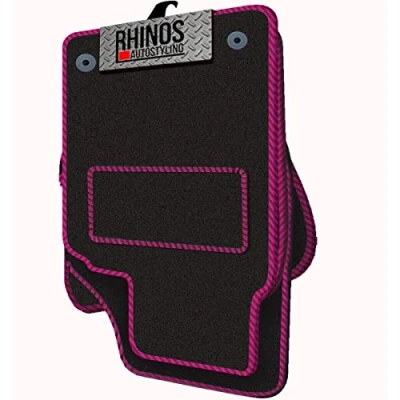 Image of TAILORED TO FIT Citroen C3 Picasso (2008 2017) FULL SET OF LUXURY INTERIOR FLOOR CARPET CAR MATS BLACK MAT + PINK EDGING