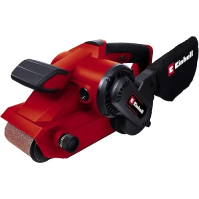 Image of Einhell TC_BS 8038 TC BC E Belt Sander Strip With Tool Free Change, Auxiliary Handle 800W Band Dust Collector Including 1x P80 Grinding / Sanding Belt, Red