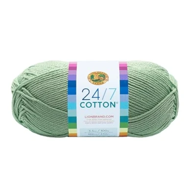 Image of Lion Brand Yarn Company Cotton Yarn, 100 Percent Cotton, Mint,15.24x6.35x6.35 cm