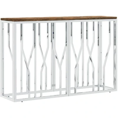 Image of vidaXL Console Table Stainless Steel and Solid Wood Reclaimed
