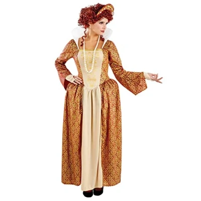 Image of Fun Shack Womens Gold Tudor Costume Adults Historical Queen Dress Princess Gown, M, Gown