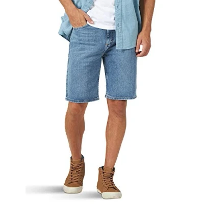 Image of Wrangler Authentics Men&#039;s Classic Relaxed Fit Five Pocket Jean Short Denim, Light Wash Flex, 34