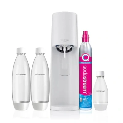 Image of sodastream Terra White Value Pack x 3 Gasator with 2 bottles of 1L and 1 bottle 1/2L dishwasher safe cylinder CO2 Quick Connect for gas up to 60L (2270213)