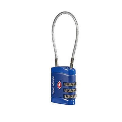 Image of Samsonite Global Travel Accessories Three Dial TSA Cable Luggage Lock, 10 cm, Blue (Midnight Blue)