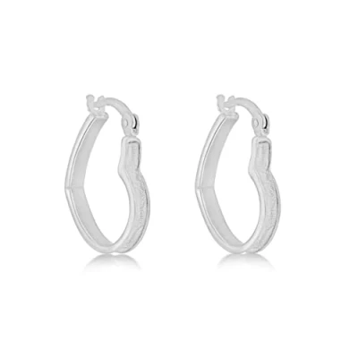 Image of Tuscany Silver Women&#039;s Sterling Rhodium Plated Stardust Patterned Heart Creole Earrings