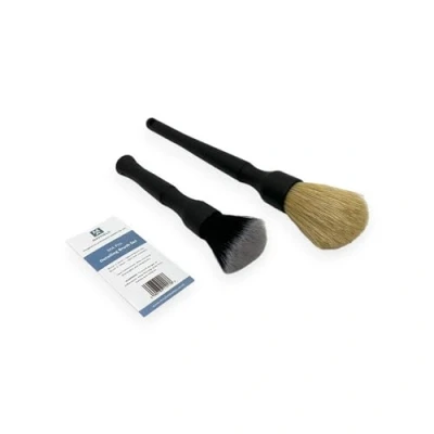 Image of Mayfield Boars Hair Detailing Brush Set x2 1x Natural for Deep Clean, Alloy Wheels, Engine Bay, Ultra Soft Gloss Plastics, Screens, Chemical Resistant, Metal Free, Car