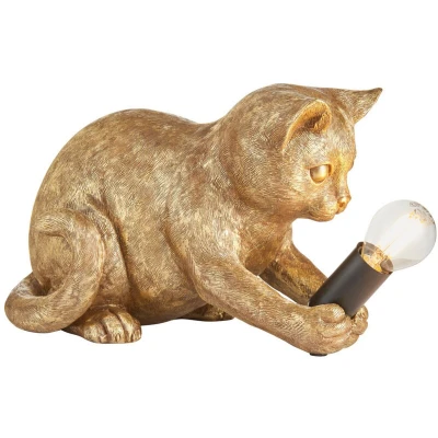 Image of Kitten Table Lamp Vintage Gold Paint, Matt Black, 1x E14