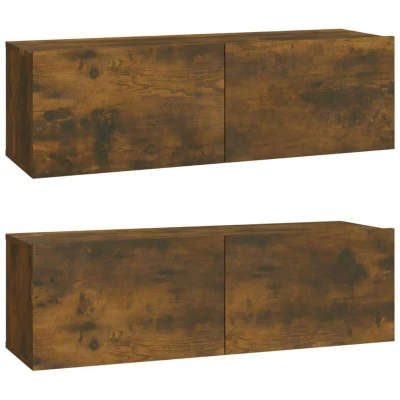 Image of vidaXL Wall TV Cabinets 2 pcs Smoked Oak 100x30x30 cm Engineered Wood