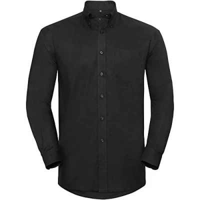 Image of Russell Athletic Collection Mens Long Sleeve Easy Care Oxford Shirt (Black) Size 18 inch