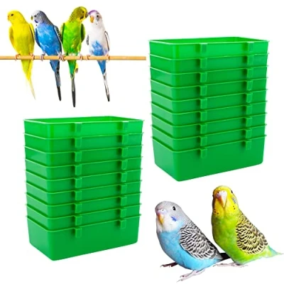 Image of 18 Pcs Bird Plastic Feeder, Seed Food Cage Hanging Bowl Feeding Dish for Poultry Pigeon Parrot Parakeet Budgie