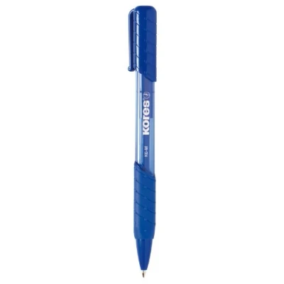 Image of Kores Blue Super Slide Ballpoint Pens K6, 1mm, Triangular, Point Biro, Smudge Proof Ink Office Supplies, School Stationery, Crafts and Writing Pens, Teacher Multipack Set of 12