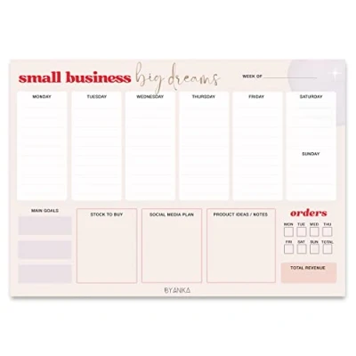 Image of BYANIKA A4 Small Business Planner Notepad Weekly Pad Desk Owner Supplies Order Log To Do List Organiser Productivity Social Media