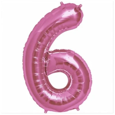 Image of Zebra Balloons Pink Number 6 Foil Balloon, 101cm/40inch