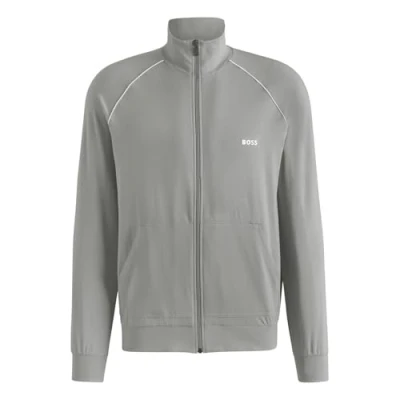 Image of BOSS Mix Match Track Top jacket Light Pastel Grey men&#039;s Tracksuit in