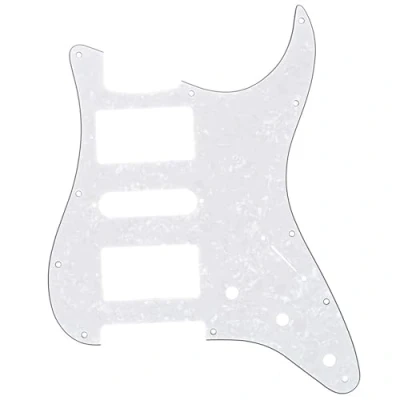 Image of Musiclily Pro 11 Hole HSH Guitar Strat Pickguard for Fender American/Mexican Standard Stratocaster Modern Style, 4Ply White Pearl